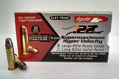 Aguila 22LR Ammo Supermaximum Hyper Velocity 30 Gr SP 50 rds 1B2298