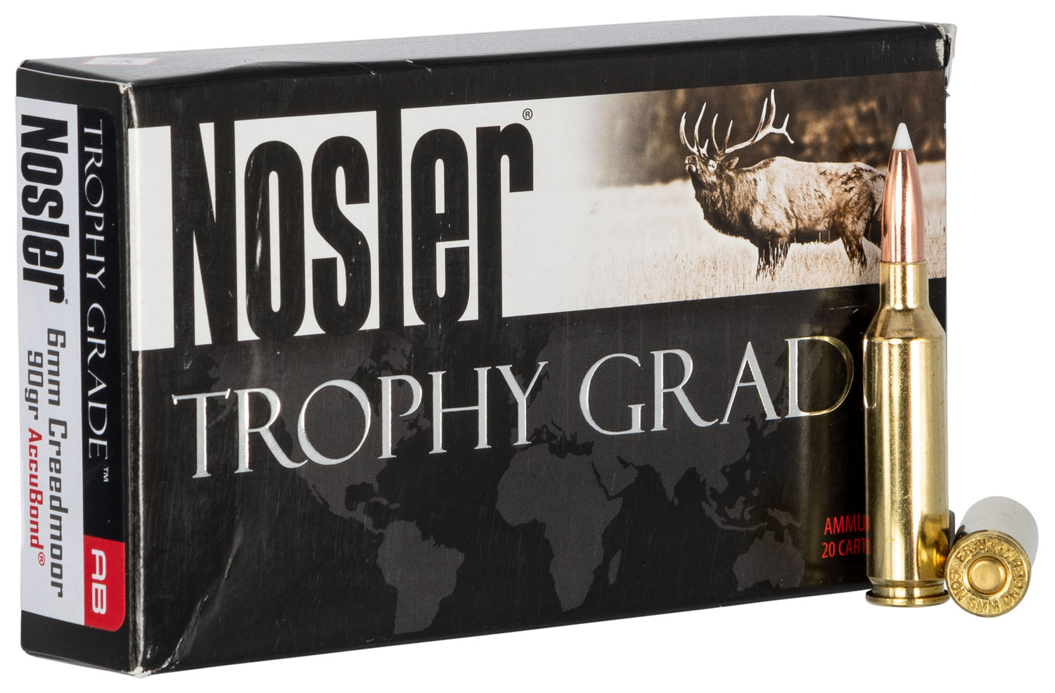 Nosler 60142 Trophy Grade Ammo 6mm Creedmoor Accubond 90gr Box of 20