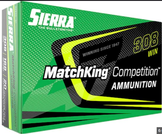 Sierra A2200-01 MatchKing Competition Ammo 308 Winchester 168Gr HPBT Box 20