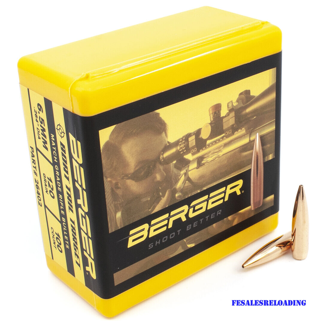 Berger 26402 Bullets 264 6.5mm Cal .264 Dia 120 Gr HPBT 100 Ct
