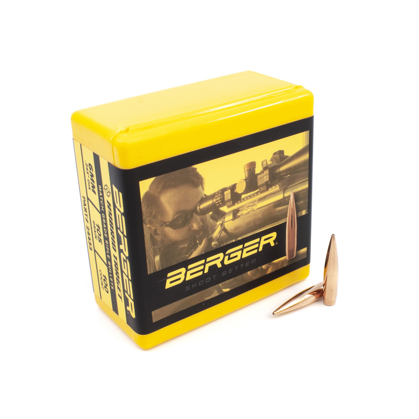 Berger 24433 Bullets 243 Cal .243 6mm Dia 105 Gr Hybrid Target HPBT 100 Ct