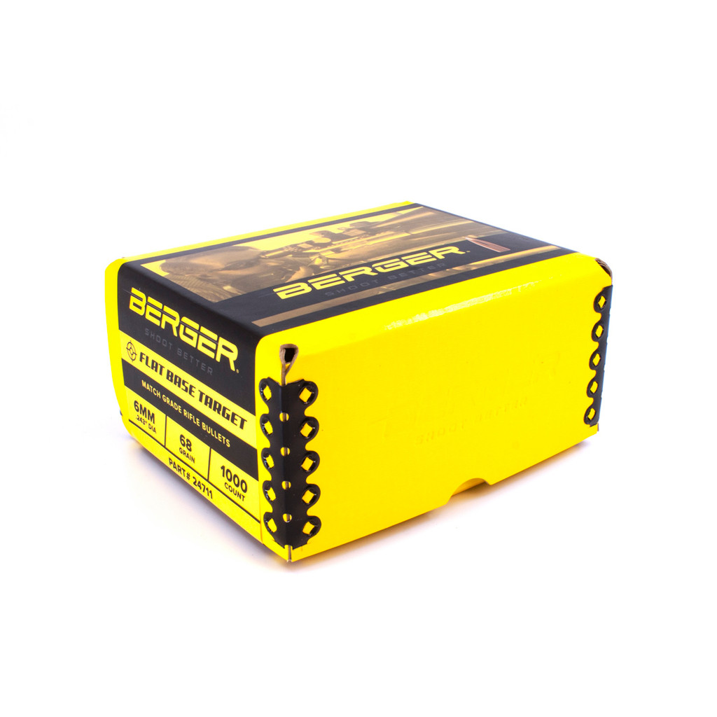 Berger 24711 Bullets 243 Cal 6mm Dia 68 Gr HP Flat Base Target 1000 Ct