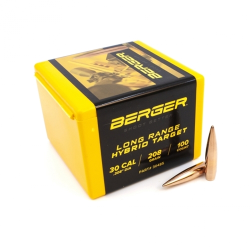 Berger 30485 Bullets 30 Cal .308 Dia 208 Gr Hybrid Target HPBT 100 Ct-img-0