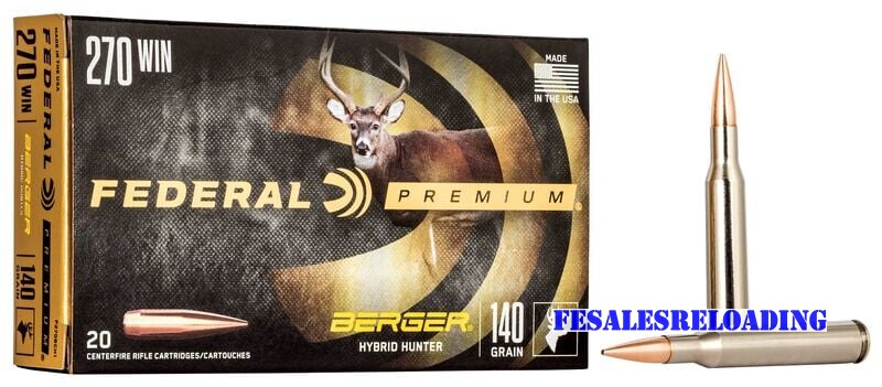Federal P270bch1 Ammo 270 Win 140 Gr Berger Hybrid Hunter JHP Box of 20