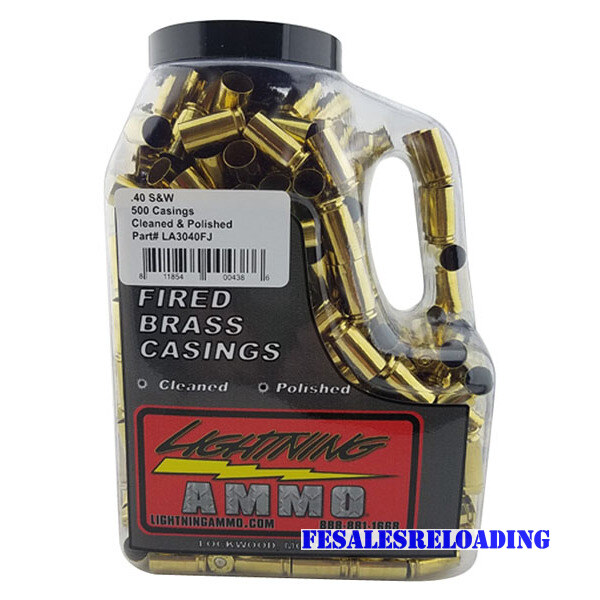 LIGHTNING FIRED BRASS 40 S&W CLEAN/POLISHD 500/JUG